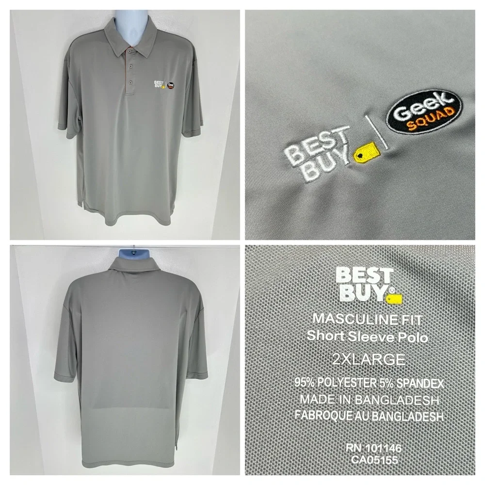 Geek Squad Best Buy Gray Polo Shirt Men’s 2XL Employee Work Uniform Streetwear